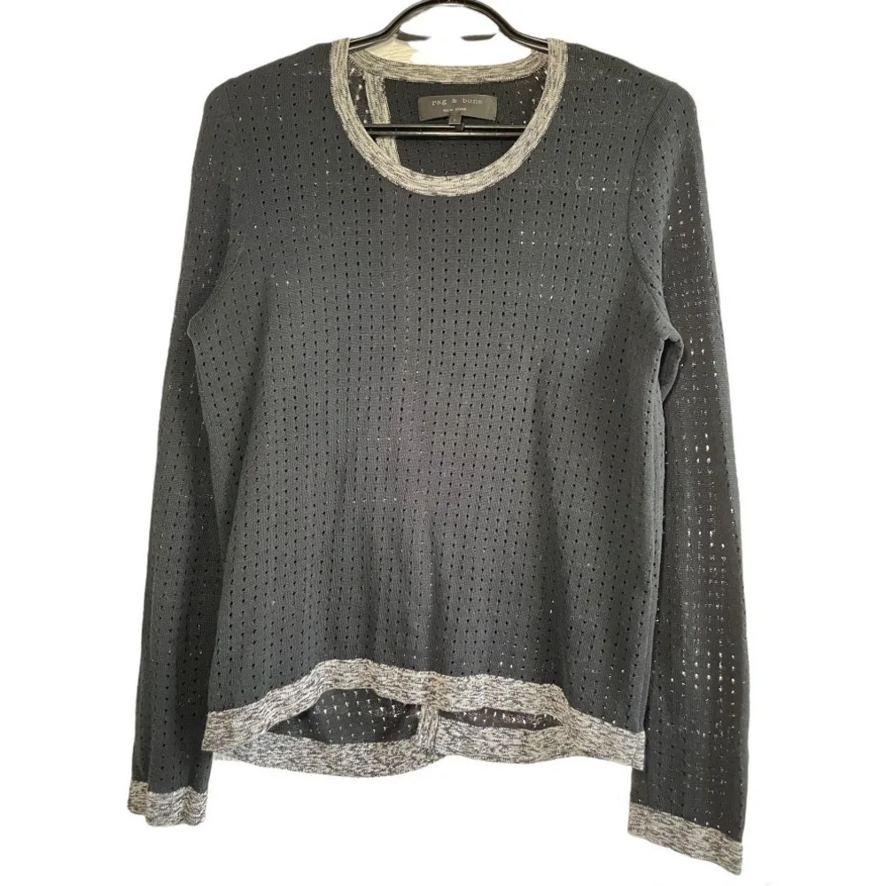 RAG & Bone Ariana Perforated Split-Back Sweater size S